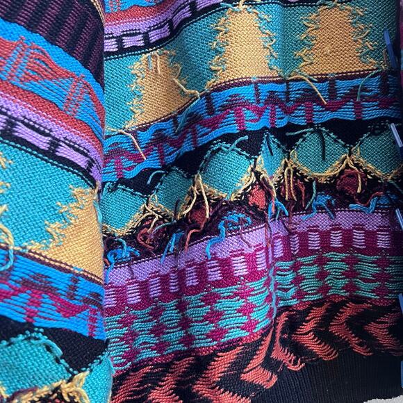 Vintage Christine Foley Hand Knit Geometric Colorful Artsy Cardigan Sweater Sz S - Picture 4 of 7